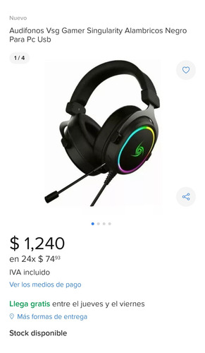 Audífono Gamer Vsg Singularity 7.1 Virtual Iluminación Rgb. (Usado)