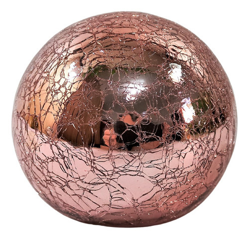 Bola de espejos decorativa de vidrio craquelado M, nº8, color oro rosa