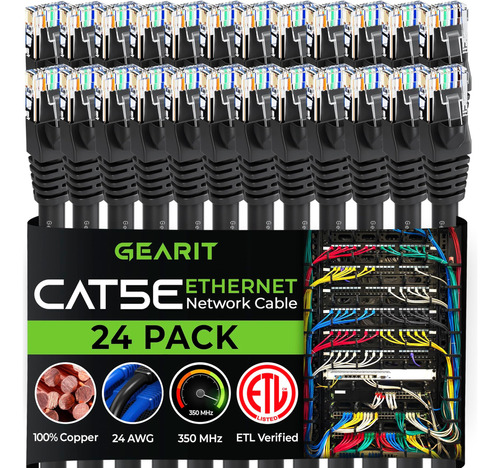 Gearit Paquete De 24 Cables De Conexión Ethernet Cat5e De 1 