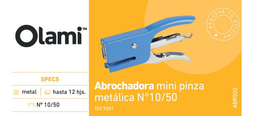 Abrochadora Olami Pinza Mini N° 10/50 Hasta 12 H. Abr500