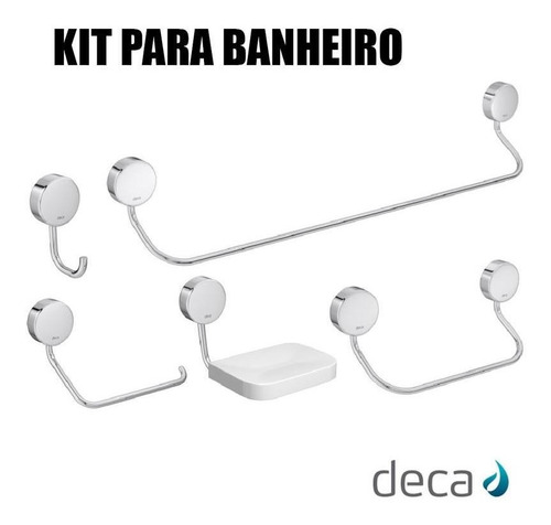 Kit Acessorios Para Banheiro 5 Peças Cromado Completo Deca