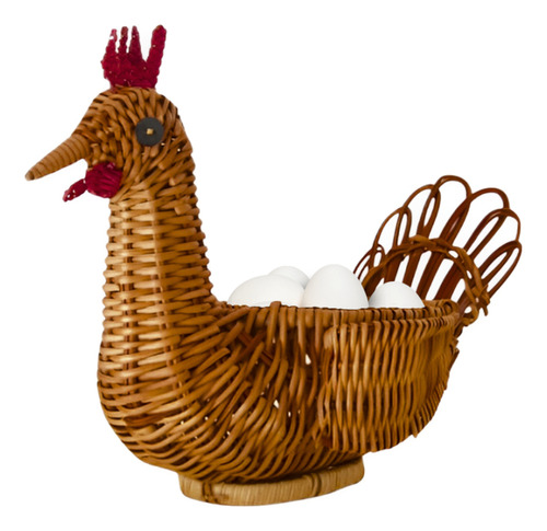 Cesta De Galinha Porta Ovos Organizadora Rattan 30cm