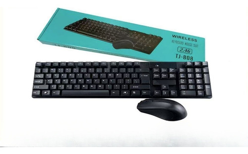Kit Teclado Y Mouse Inalambricos Teclas En Español Qwerty Negro Negro