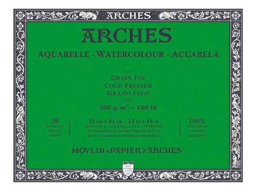 Arches Aquarela 300g Txt.fina 31x41cm 20fls