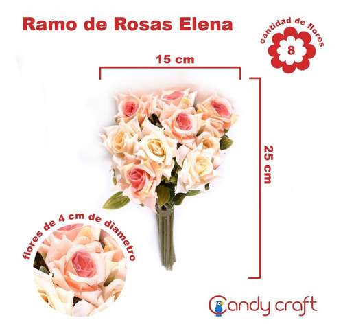 Imagen 2 de 9 de Rosas Artificiales Ramo Elena Vintage