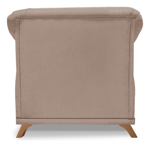 Poltrona Decorativa Retro Polo Com Almofada Linho Areia Ezz