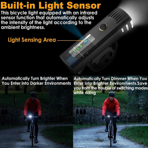 Imagen 2 de 10 de Lampara Luz Bicicleta Recargable Usb Delanteros Y Traseros