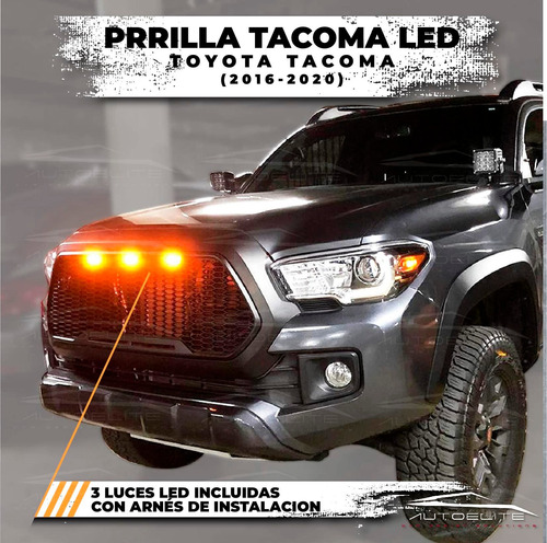 Imagen 7 de 9 de Parrilla Toyota Tacoma 2019 2020 Luz Led Ámbar Con Arneses