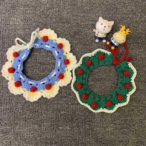 2 Baberos De Ganchillo Con Forma De Gato Navideño, Cuello Ti