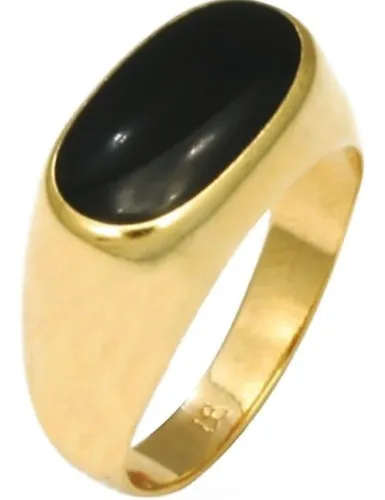 Anillo Hombre De Oro Laminado 18k Con Piedra Negra Azabache