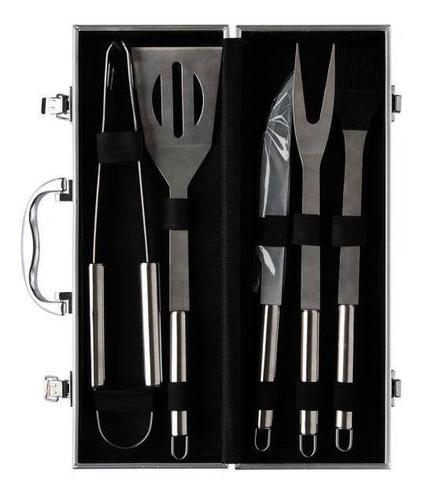 Kit Churrasco Inox 5 Pecas Com Maleta Clink