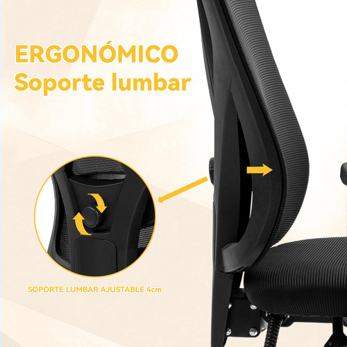 Silla Ergonómica de Oficina Reclinable con Ruedas y Cabecera Color Negro Vidita RB90017