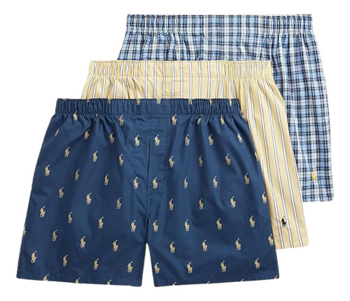 Cueca Boxer Short Polo Ralph Lauren Tecido Algodão Kit 3 Un