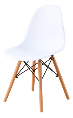 Silla Eames Colores X 2 Unidades Color de la estructura de la silla Marrón claro Color del asiento Blanco