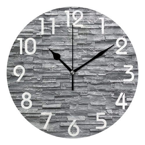 Elegante Reloj De Pared Redondo Con Estampado De Piedra De P