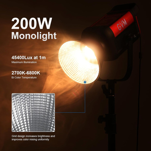 Gvm - Luz De Video Led De 200 W Con Caja De Luz, Sd200b
