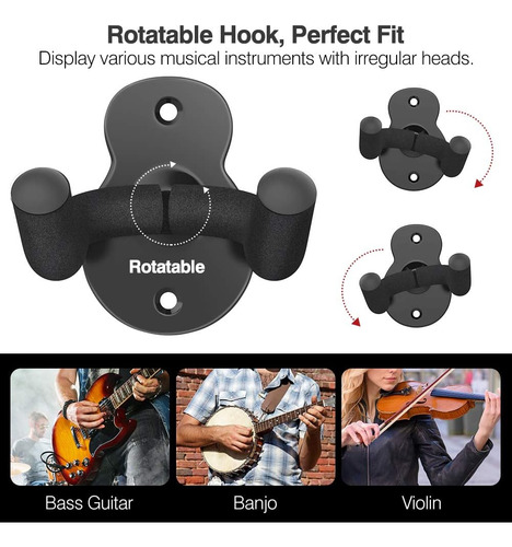 Moko Colgador De Pared Para Guitarra, Paquete De 3, Colgador