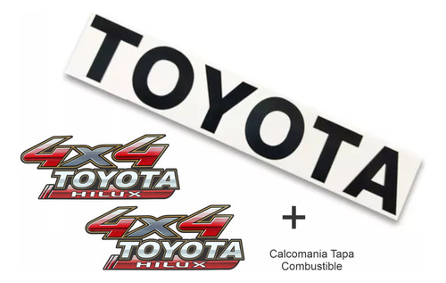 Toyota Hilux Kit Calcomanía  Negro Mate Tapa Trasera+4x4 X4u