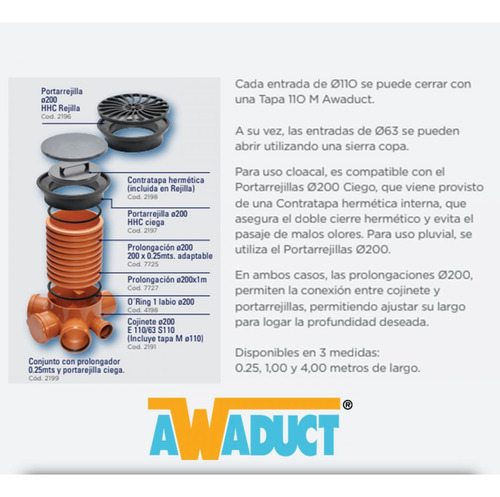 Camara Inspeccion Ø200 C/prolongación Y Portarrejilla Ciega