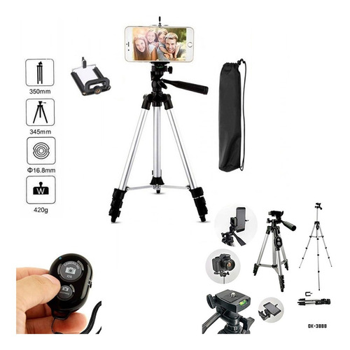 Imagen 1 de 8 de Tripode Para Celular Cámara Go Pro O 120 Cm Aluminio