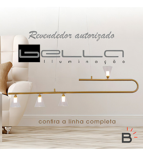 Pendente Inis Dourado Bella Led 72w Dw012s Cristal 80cm 110v/220v