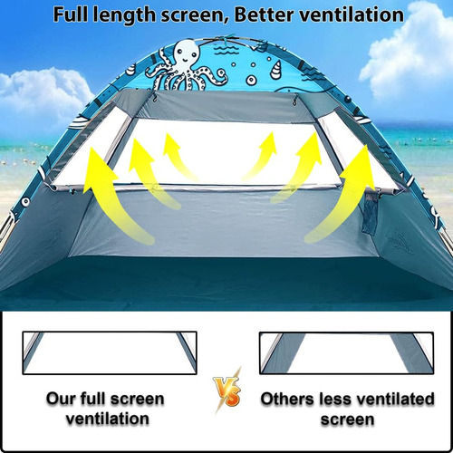 Carpa De Playa Anj Outdoors Ocean World 2 En 1 Para 3-4 Pers