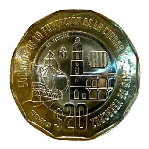 Moneda De 20 Pesos Conmemorativa 500 Años Puerto De Veracruz