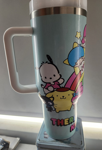 Vaso Térmico Hello Kitty Modelo 4 Verde Corazones