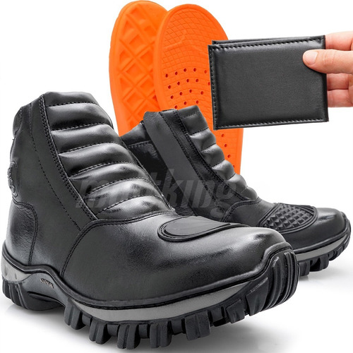 Imagem 1 de 10 de Bota Masculina Motociclista Motoboy Moto Ziper Cano Curto