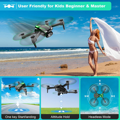 Dron Plegable 1080p Hd Quadcopter Marca Xyz Modelo Abc Verde