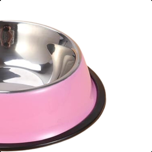 Pote Tigela Comedouro Inox Cão Cachorro Grande 34cm 2l Rosa