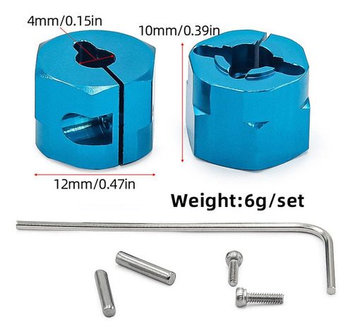 2 Piezas 1/10 Rc Car Rueda Hex Adaptadores De Accionamiento