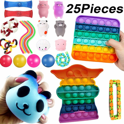 25 piezas Pop It Fidget Toys Juguete antiestrés 