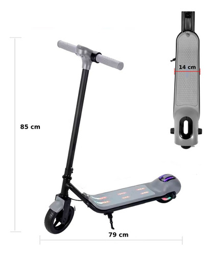 Patinete Elétrico Infantil Portátil Bluetooth Led Motor 110w