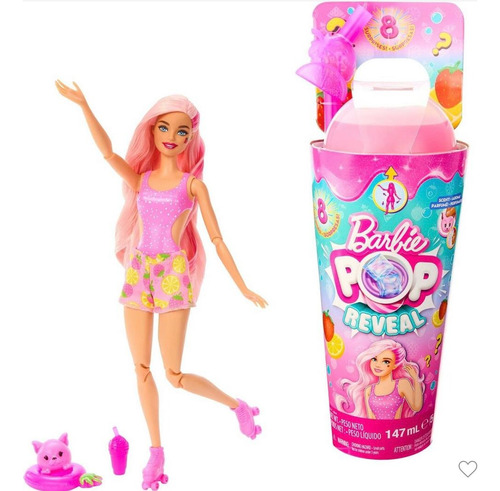 Barbie Muñeca Pop Reveal Cabello Rosa 8 Sorpresas 