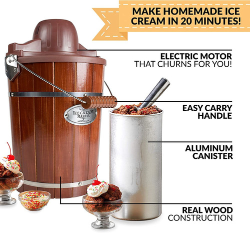 Maquina P/ Hacer Helados Nostalgia, Eléctrica, 5.6 L, 110v