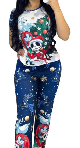 Pijama Mujer De Pantalón Largo Con Diseño De Navidad Mujeres