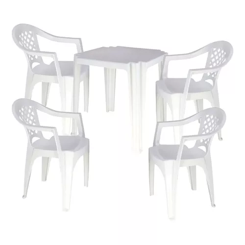 Conjunto de Mesa e Cadeiras Tramontina Tambaú Iguape - Branco