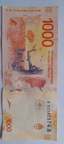 Billete Hornero Reposicion 1000 Mil Pesos Serie R 5583874 A (Usado)