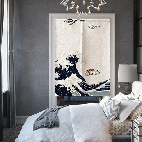 Cortina Divisoria 85* 120 Cm Estilo Japonés Poliéster Mitad