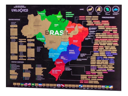 Imagem 4 de 6 de Mapa Do Brasil De Raspar Unlocked Sem Moldura