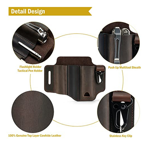 Funda Multiherramienta De Cuero Para Cinturón Edc Hombre