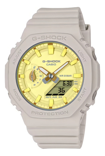 Reloj Casio G-shock Gma-s2100nc-4a Mujer Correa Beige Bisel Beige Fondo Beige