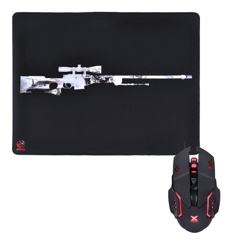 Mouse Vx Galatica 2400 Dpi + Mouse Pad Gamer Sniper