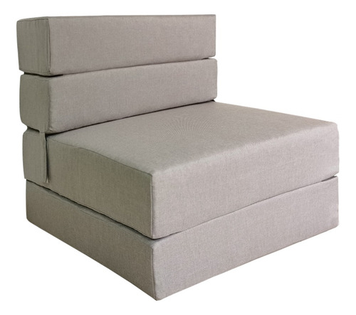 Imagen 3 de 10 de Sofá Cama Individual Plegable, Colchoneta Con Soporte Firmé Color Gris Claro