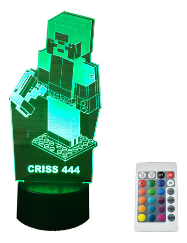 Lampara Ilusión 3d Minecraft Personalizada Con Tu Nombre