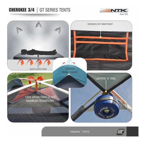 Imagen 9 de 9 de Carpa Iglu 3/4 Personas Ntk Cherokee 2500mm - Local Palermo