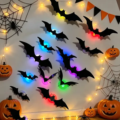 Adesivo Parede Morcego 3d Com Luz Led Halloween 20unid-1set | MercadoLivre