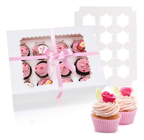 Rarapop Juego De 6 Cajas Para Cupcakes Con Capacidad Para 12