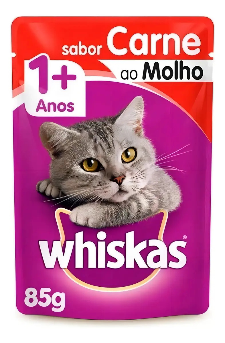 Alimento Whiskas Adultos para gato adulto todos los tamaños sabor carne en salsa de 85 g